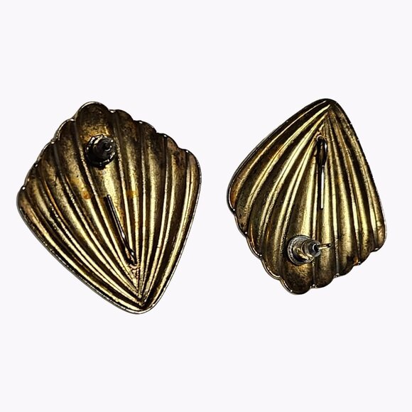 Elegant Vintage Gold Tone Seashell Scalloped Drop Earrings Fashion Jewelry Women - Picture 3 of 4
